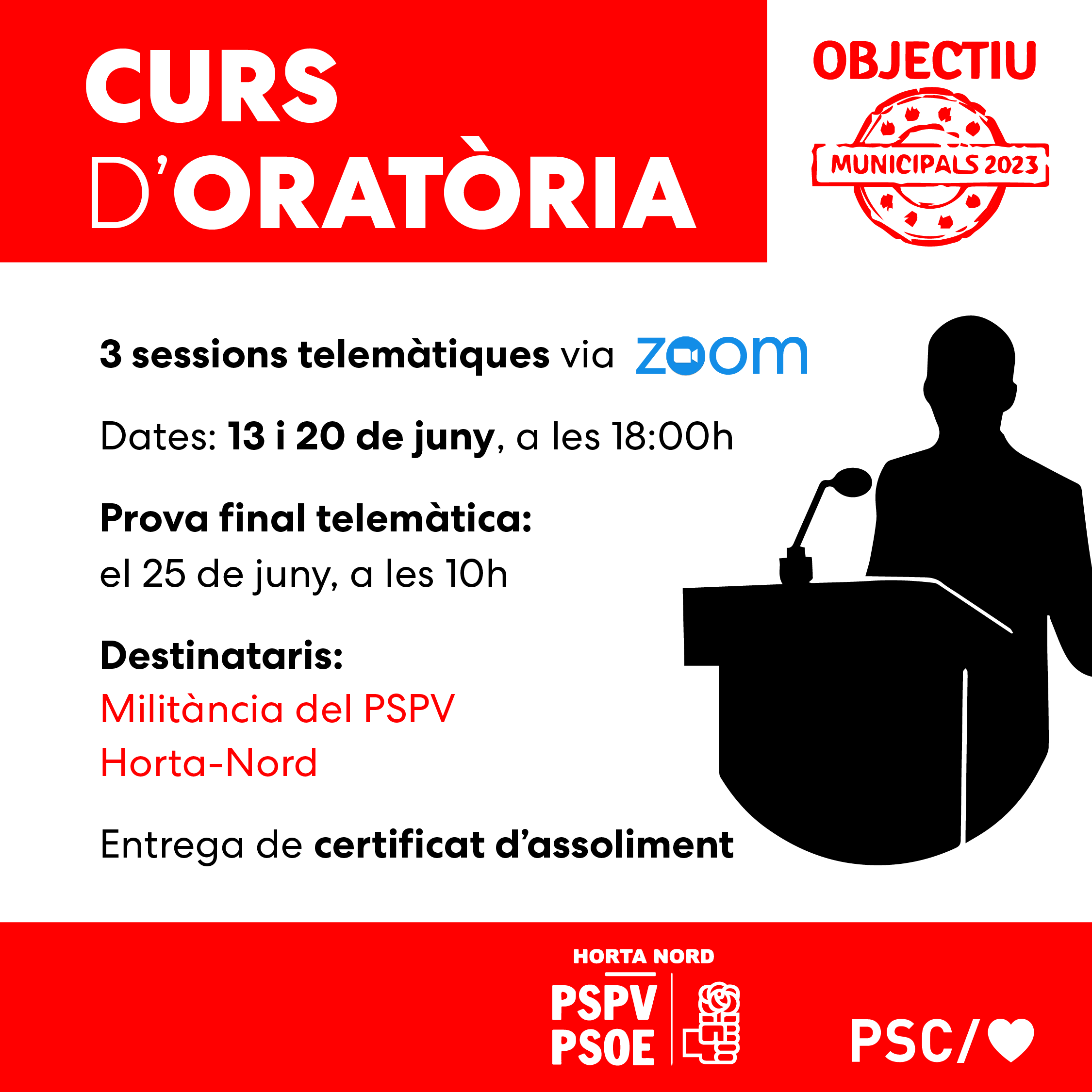  CURS D´ORATÒRIA PSPV-Horta Nord
